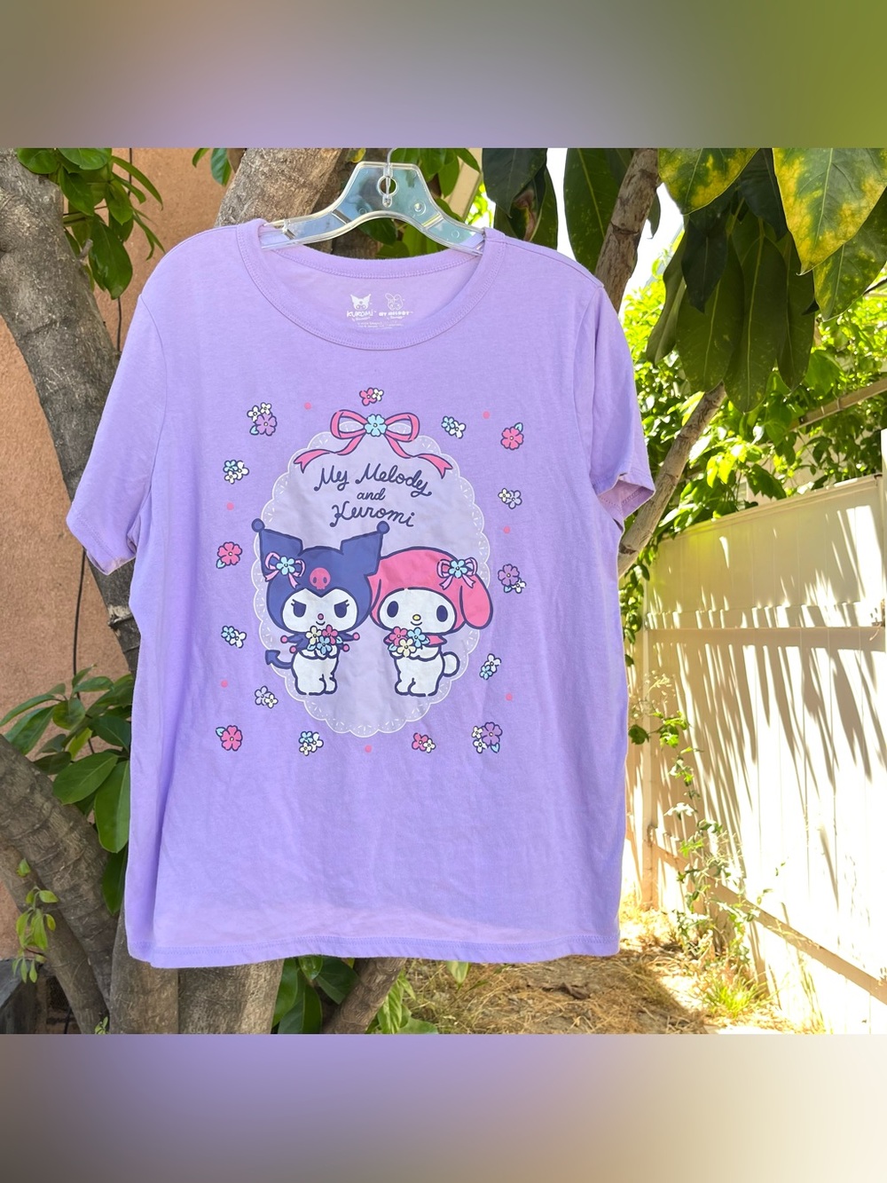 Sanrio My Melody & Kuromi Pastel Purple Graphic Tee .